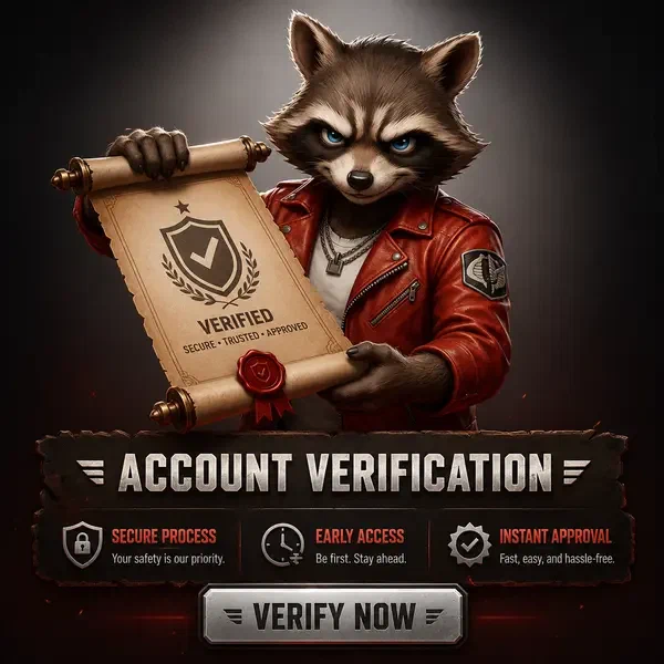 Anthropomorpher Waschbär-Sicherheitsexperte rollt Verifizierungsschriftrolle bei Rockyspin aus, um Spieleridentität zu verifizieren